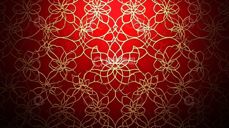 高清大图下载【趣麦麦图】红色金色花纹背景