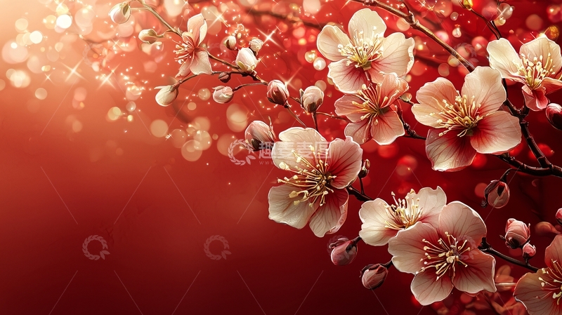 高清大图下载【趣麦麦图】红梅枝条背景图