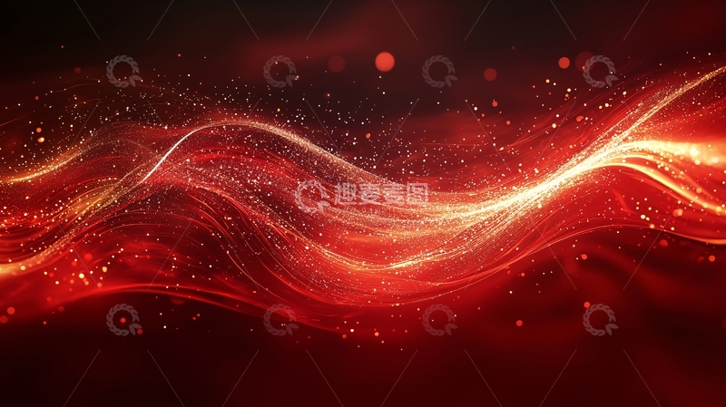 高清大图下载【趣麦麦图】红色粒子波浪
