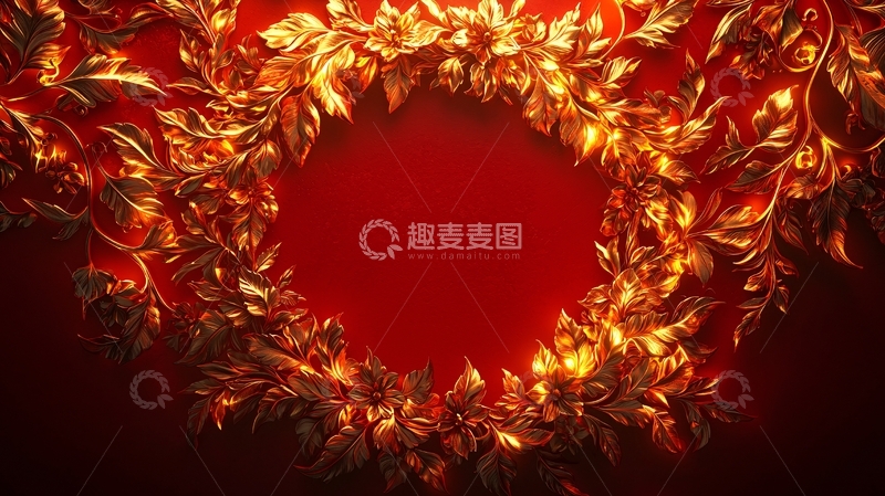 高清大图下载【趣麦麦图】金色花环