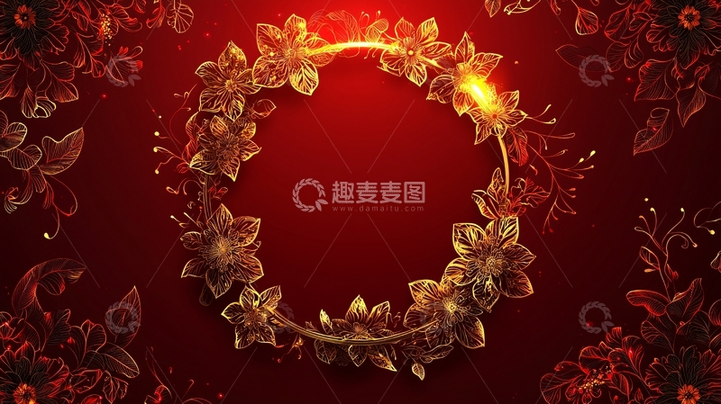 高清大图下载【趣麦麦图】金色花环