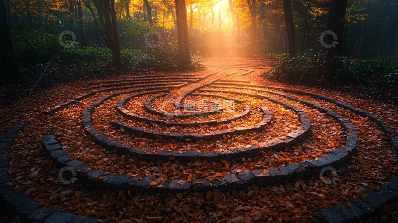 高清大图下载【趣麦麦图】秋日森林螺旋石阵