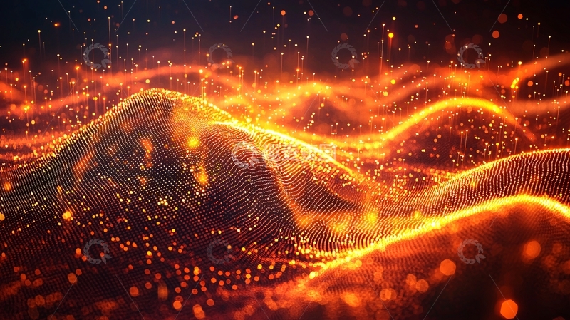 高清大图下载【趣麦麦图】流动的火光粒子背景