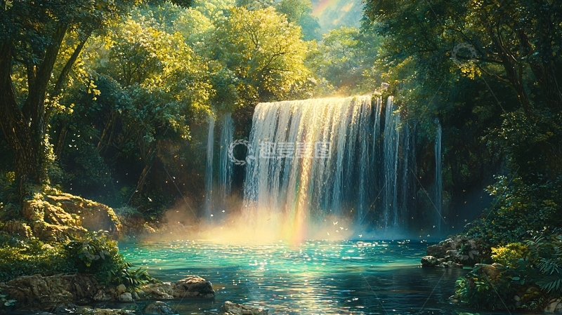 高清大图下载【趣麦麦图】原始森林瀑布