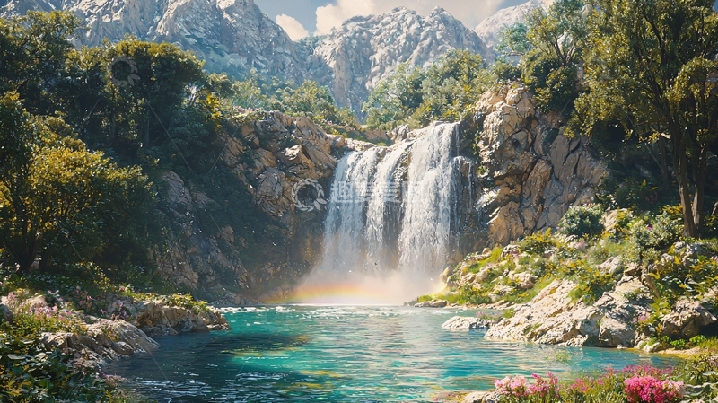 高清大图下载【趣麦麦图】山谷瀑布高清风景图