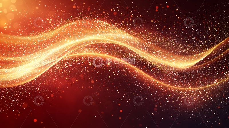 高清大图下载【趣麦麦图】金色波浪粒子背景