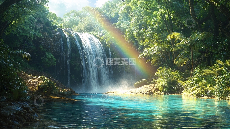 高清大图下载【趣麦麦图】彩虹瀑布