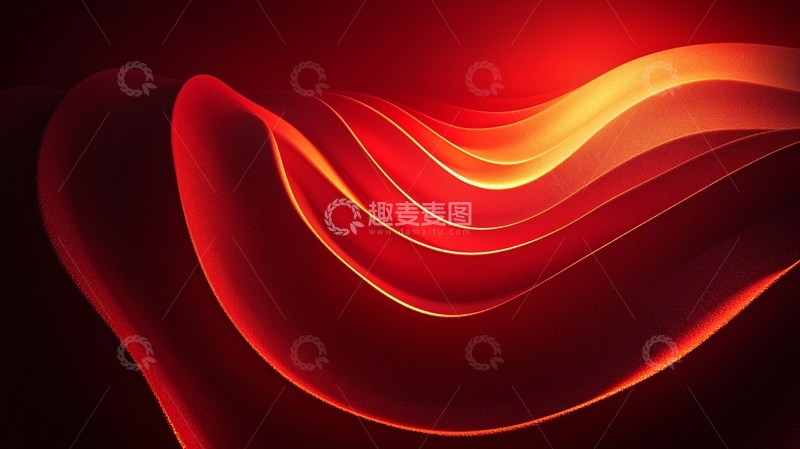 高清大图下载【趣麦麦图】红色波浪抽象背景