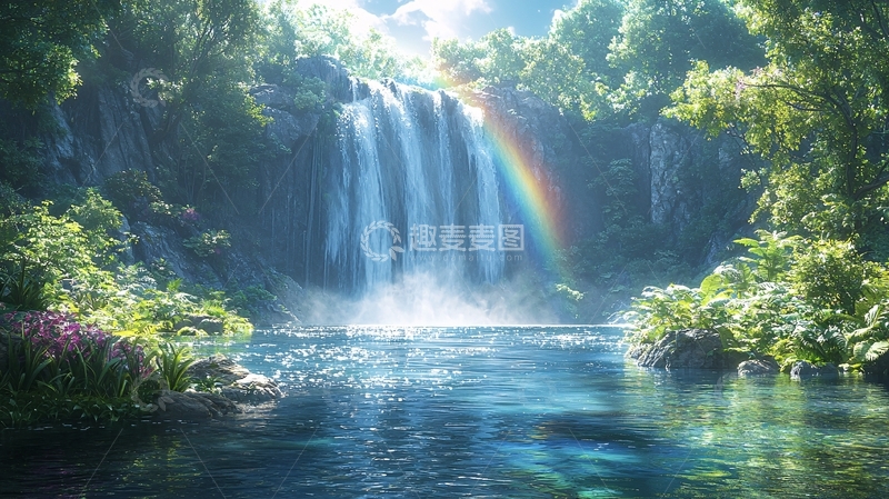 高清大图下载【趣麦麦图】彩虹瀑布