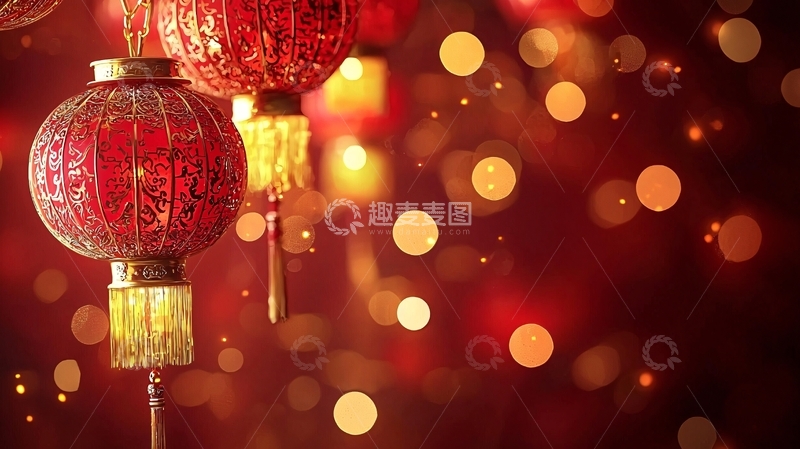 高清大图下载【趣麦麦图】红灯笼喜庆新年背景