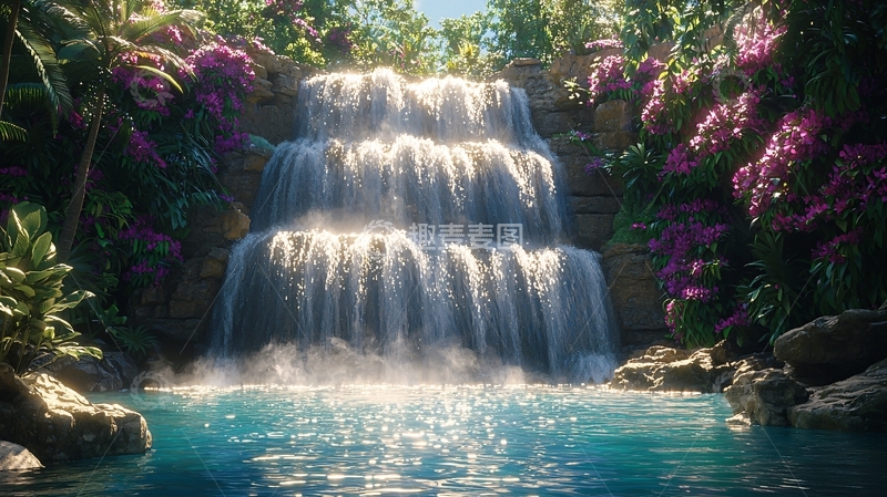 高清大图下载【趣麦麦图】热带雨林瀑布