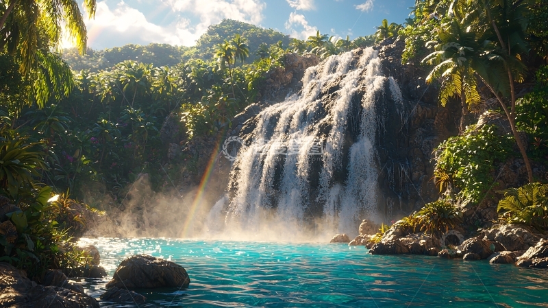 高清大图下载【趣麦麦图】热带雨林瀑布