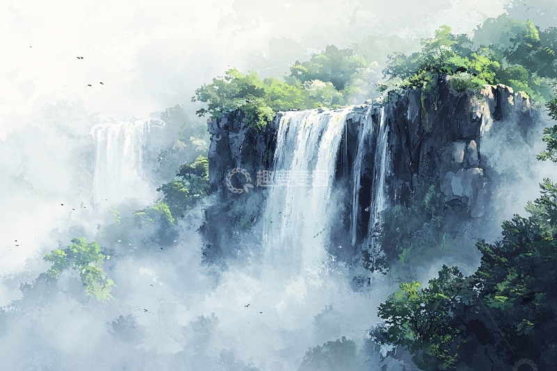 高清大图下载【趣麦麦图】仙境瀑布
