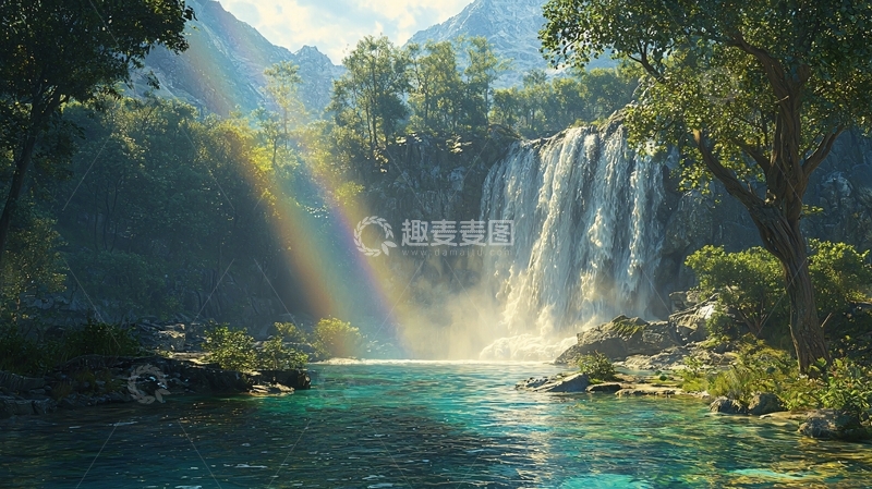 高清大图下载【趣麦麦图】彩虹瀑布