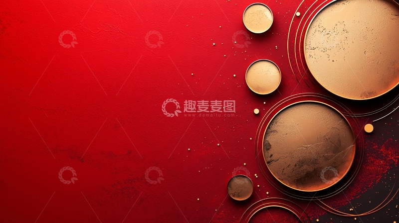 高清大图下载【趣麦麦图】红色背景金色圆圈