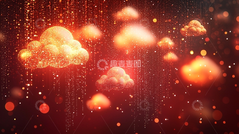 高清大图下载【趣麦麦图】火红闪耀的云朵粒子