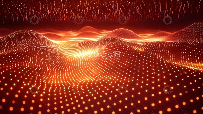 高清大图下载【趣麦麦图】抽象红色光点波浪