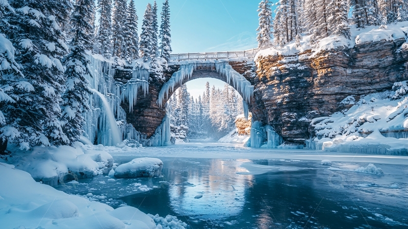 高清大图下载【趣麦麦图】冰雪覆盖的拱桥