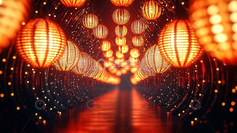 高清大图下载【趣麦麦图】温暖灯光隧道