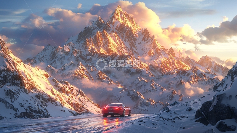 高清大图下载【趣麦麦图】雪山公路风景