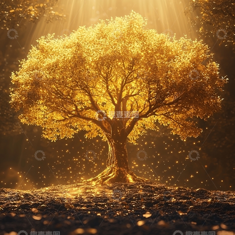 高清大图下载【趣麦麦图】金光闪闪的巨树