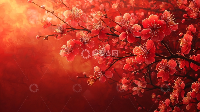高清大图下载【趣麦麦图】红梅枝头花朵盛开