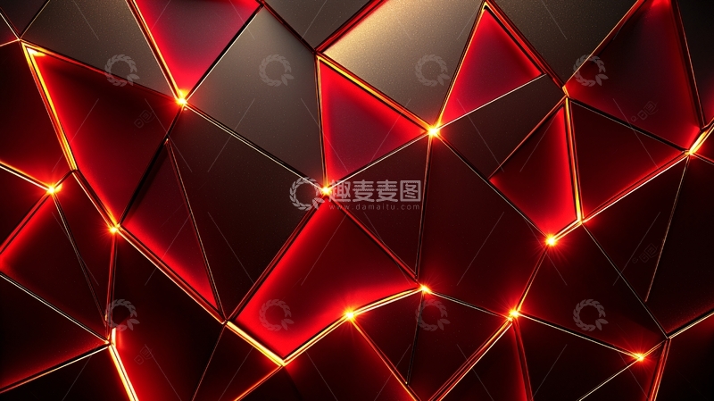 高清大图下载【趣麦麦图】红黑几何发光背景