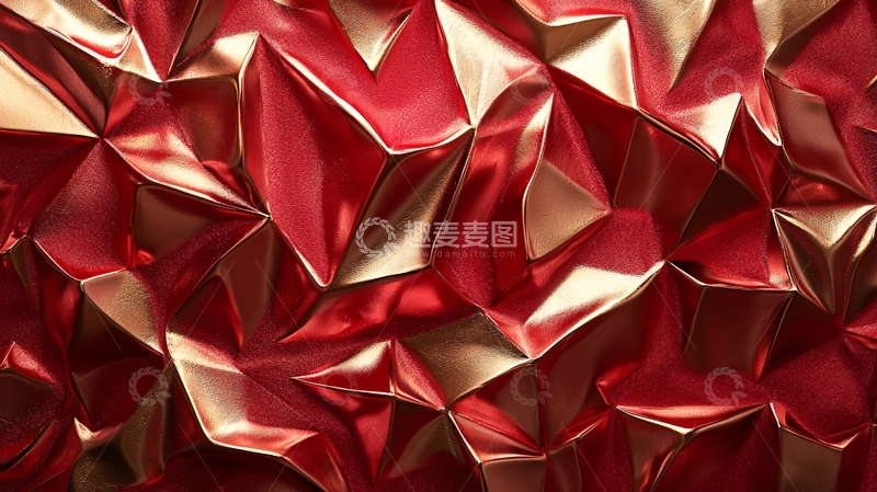 高清大图下载【趣麦麦图】红色金属质感褶皱
