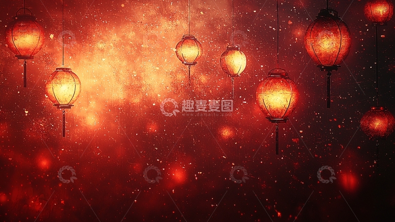 高清大图下载【趣麦麦图】红灯笼星空背景图