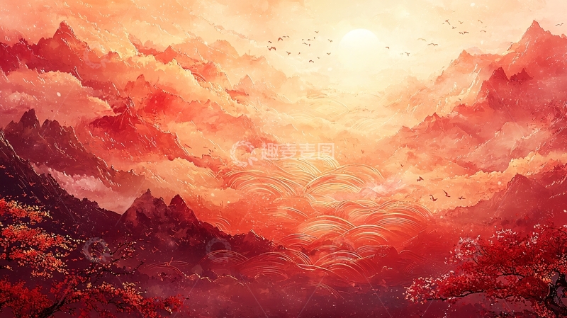 高清大图下载【趣麦麦图】红霞满天