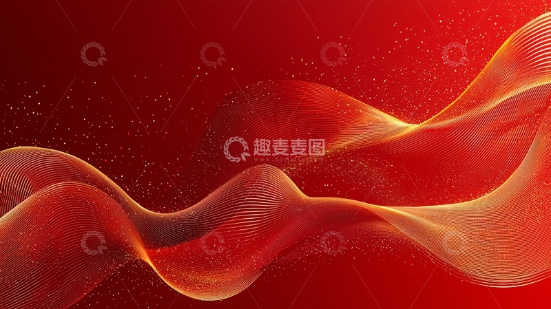 高清大图下载【趣麦麦图】红色渐变丝绸曲线背景