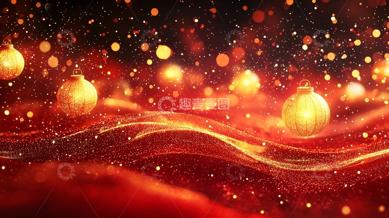 高清大图下载【趣麦麦图】红金色圣诞背景