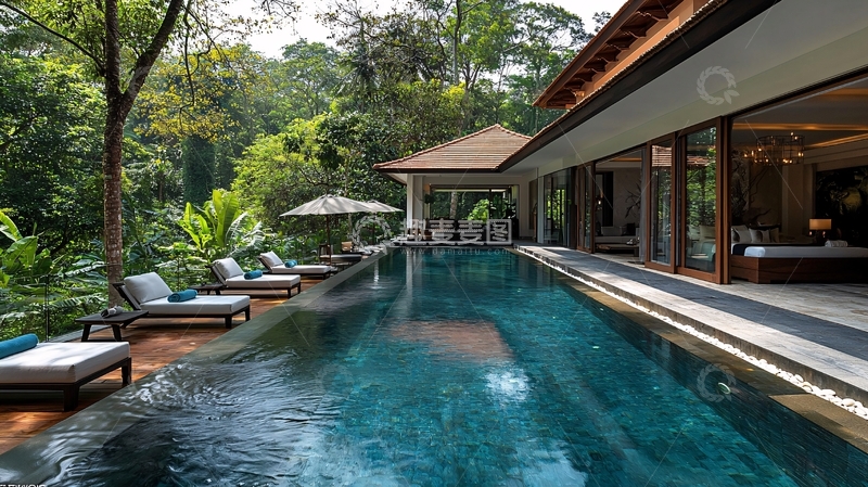 高清大图下载【趣麦麦图】热带雨林泳池别墅