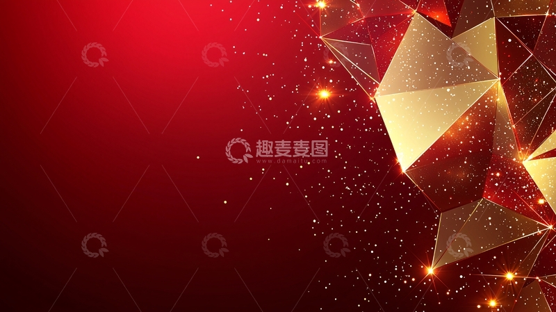 高清大图下载【趣麦麦图】红色金色几何背景