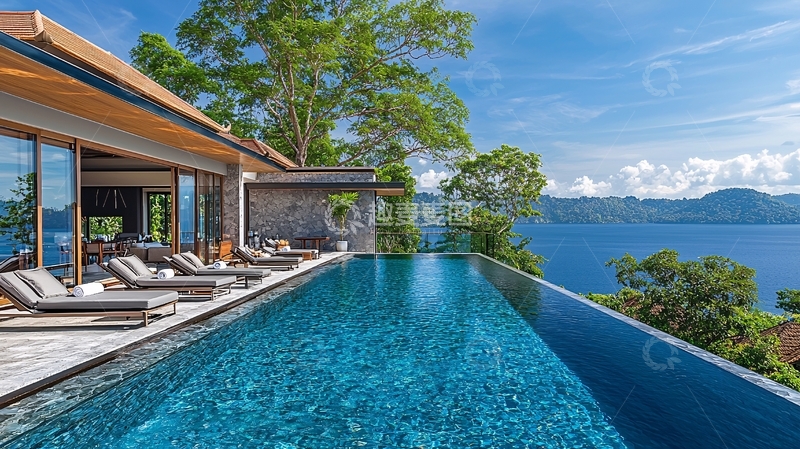 高清大图下载【趣麦麦图】海景无边泳池别墅