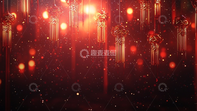 高清大图下载【趣麦麦图】红色背景金色流苏