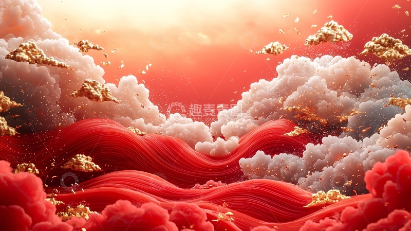 高清大图下载【趣麦麦图】红云金云祥云仙境