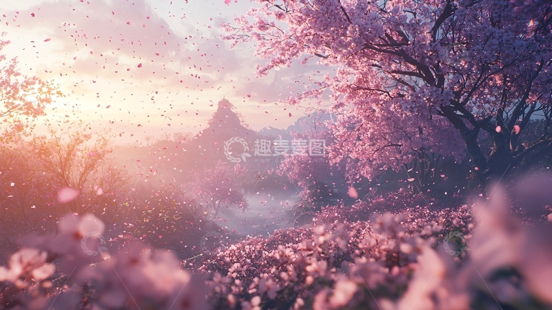 高清大图下载【趣麦麦图】梦幻樱花树下
