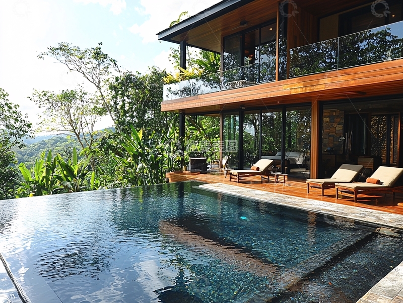 高清大图下载【趣麦麦图】山林别墅泳池景观