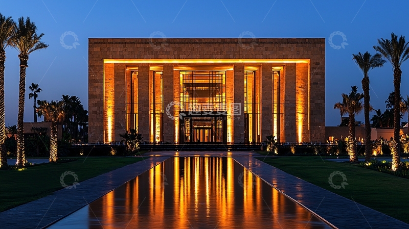 高清大图下载【趣麦麦图】摩洛哥现代建筑夜景