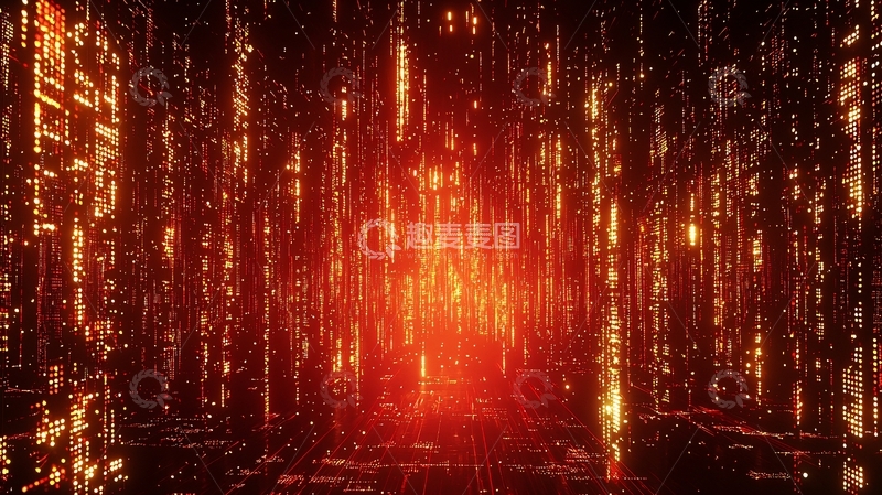 高清大图下载【趣麦麦图】红色数字代码雨
