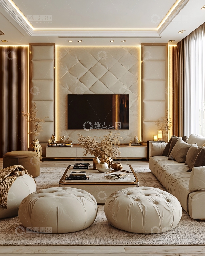 高清大图下载【趣麦麦图】轻奢现代客厅电视背景墙