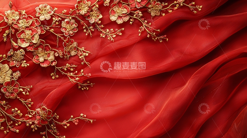 高清大图下载【趣麦麦图】红色绸缎