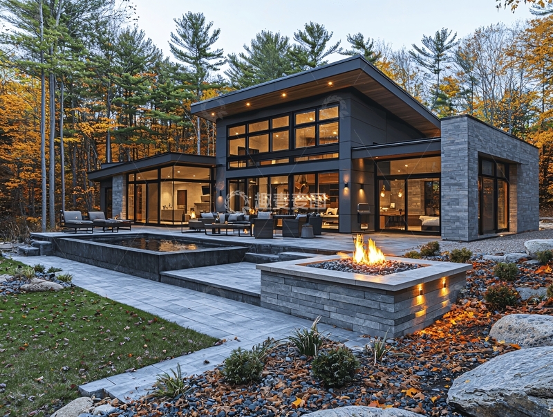 高清大图下载【趣麦麦图】现代森林别墅