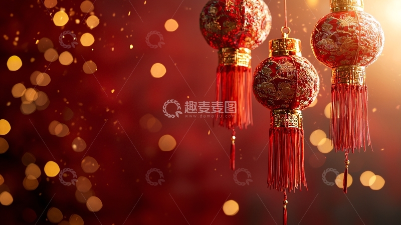 高清大图下载【趣麦麦图】红灯笼喜庆新年背景