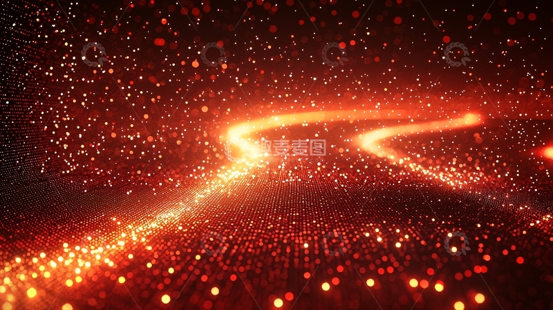 高清大图下载【趣麦麦图】红色粒子流光背景