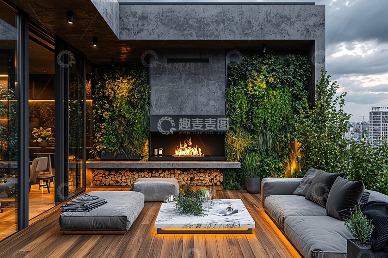 高清大图下载【趣麦麦图】现代风格屋顶露台