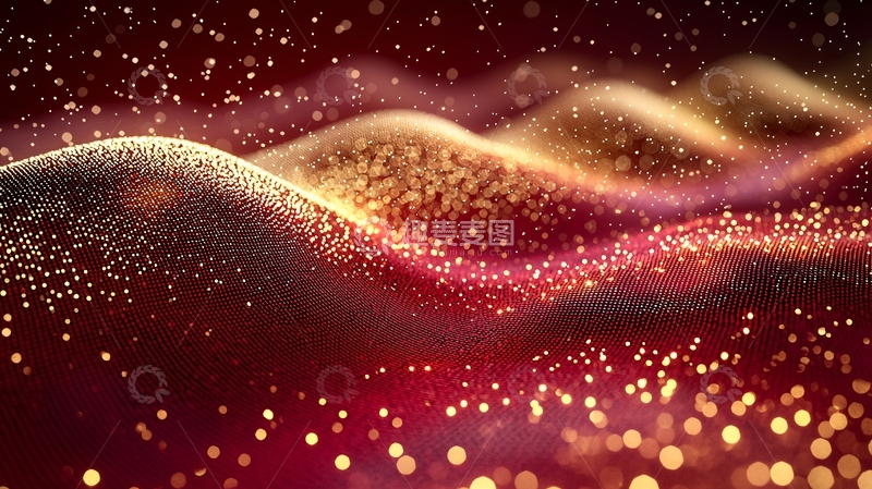 高清大图下载【趣麦麦图】红色金色粒子波浪