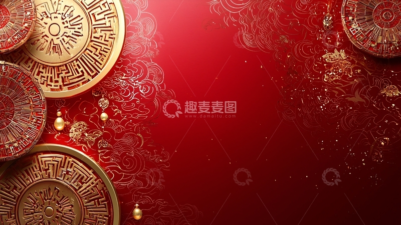 高清大图下载【趣麦麦图】红色中国风背景