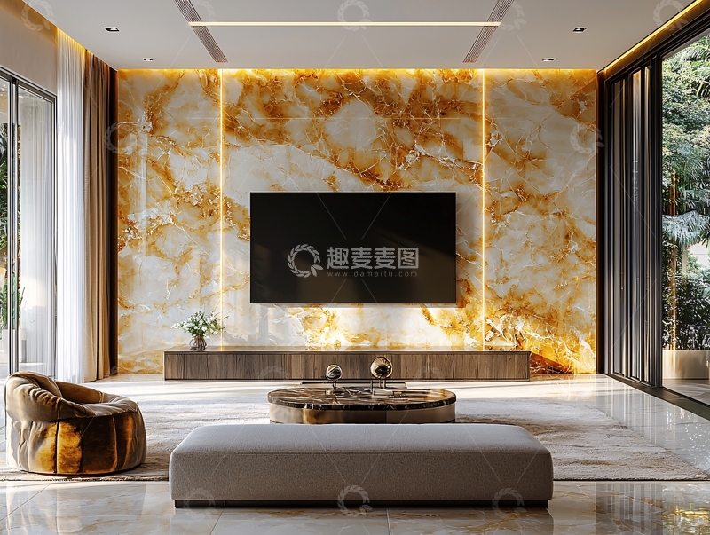 高清大图下载【趣麦麦图】现代轻奢客厅电视背景墙